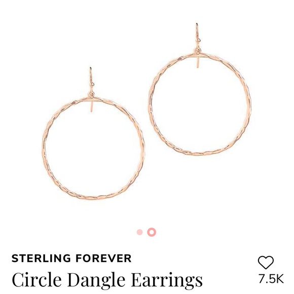 Gold colored hanging hoop earrings - Picture 6 of 6